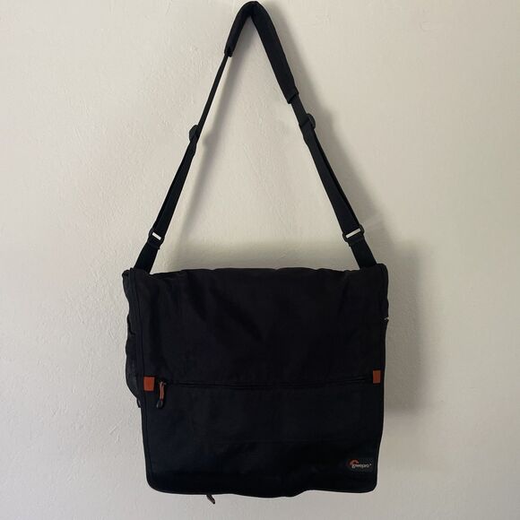 LOWEPRO Messenger Factor Computer Bag - Fits Most 14" Laptops - Black & Orange - Picture 1 of 16